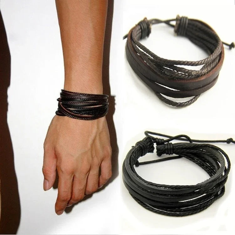 Horus Leather Multi-Strand Bracelet